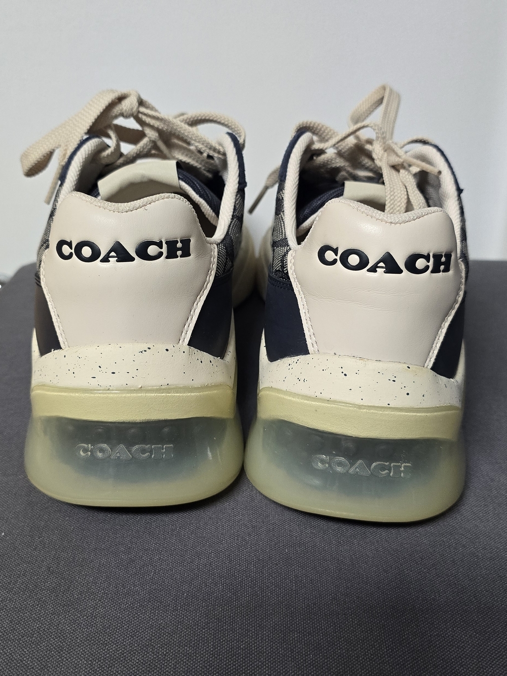 Coach Signature Logo Panel Sneakers in Navy and Cream - Picture 4 of 7